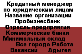 Кредитный менеджер по юридическим лицам › Название организации ­ Пробизнесбанк › Отрасль предприятия ­ Коммерческие банки › Минимальный оклад ­ 40 000 - Все города Работа » Вакансии   . Адыгея респ.,Адыгейск г.